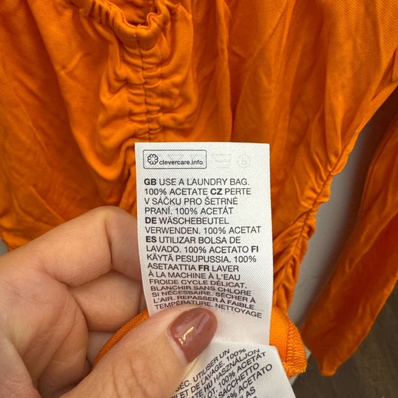 & Other Stories Fitted Ruched Dress in Orange - Picture 8 of 11